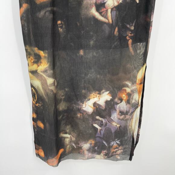superdown | NWT Angela Midi Dress in Multi Black Angel Heaven Print S - Picture 6 of 15